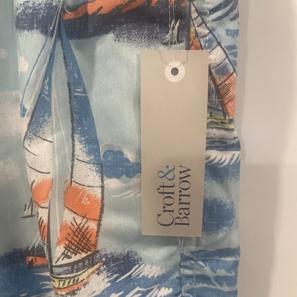 NWT CROFT & BARROW Nautical Print Swim‎ Trunks Board Shorts Mens 3XB - Picture 4 of 6